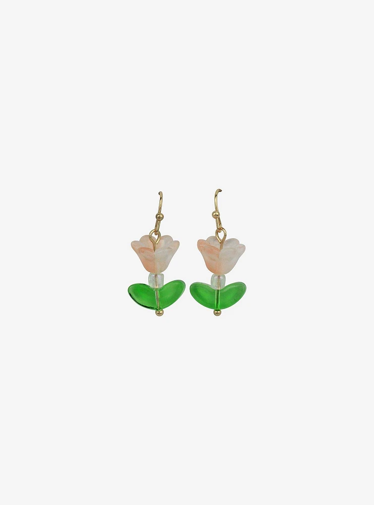 Thorn & Fable Pink Tulip Drop Earrings