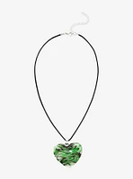 Green Swirl Murano Heart Cord Necklace