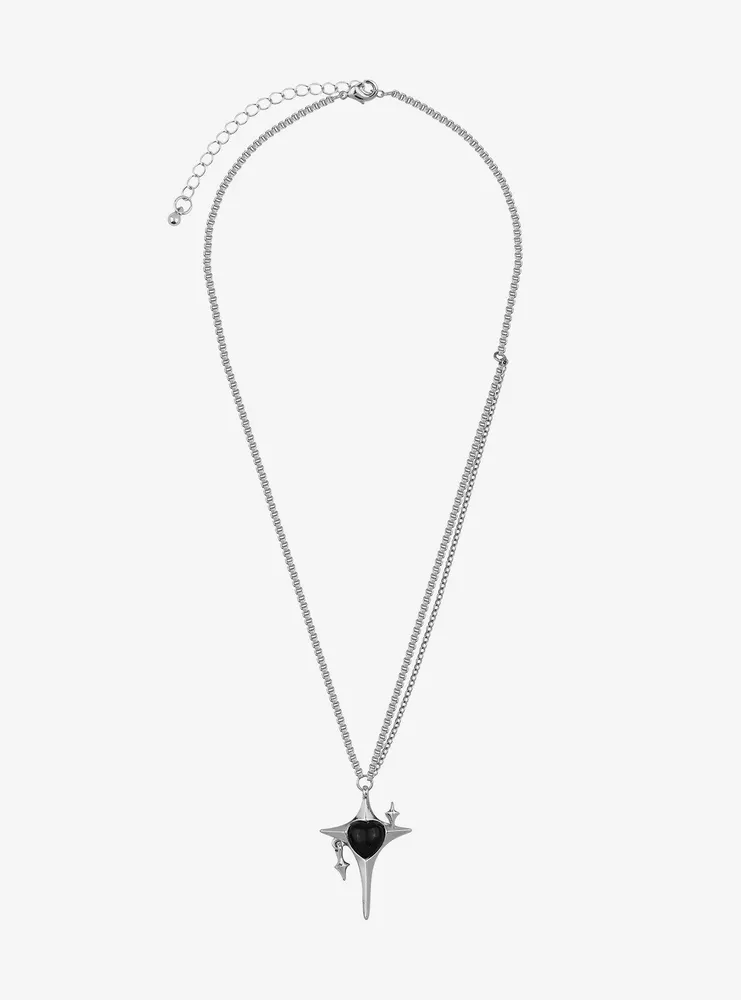 Social Collision® Black & Silver Sparkle Pendant Necklace