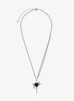 Social Collision Black & Silver Sparkle Pendant Necklace