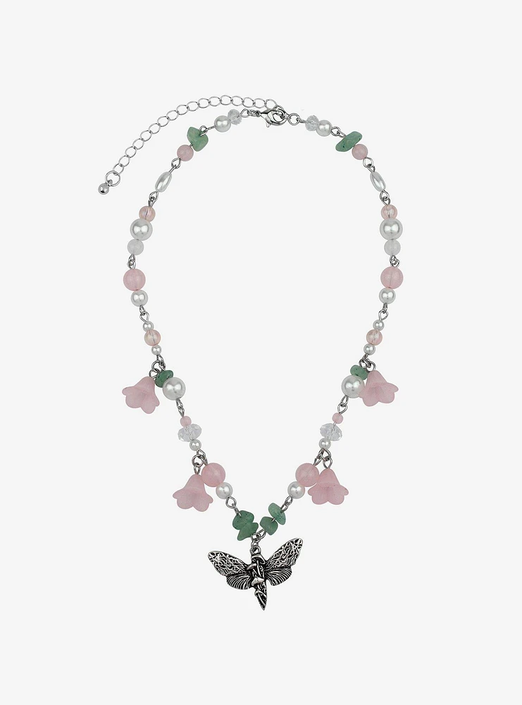 Moth Floral Bead Necklace
