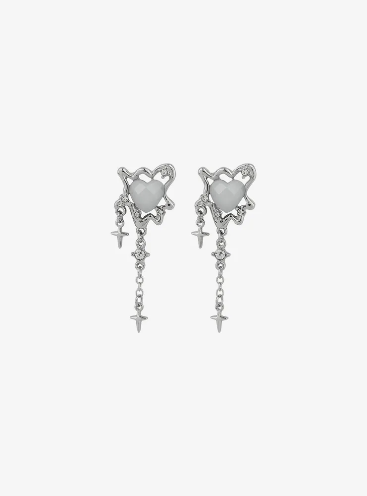 Social Collision Warped Heart Drop Earrings