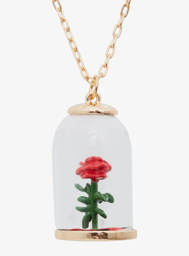 Hot Topic Disney Beauty And The Beast Enchanted Rose Necklace