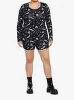 Cosmic Aura Bats & Snakes Long-Sleeve Romper Plus