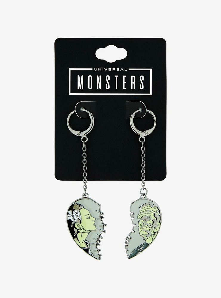 Universal Monsters Bride Of Frankenstein Broken Heart Mismatch Mini Hoop Earrings