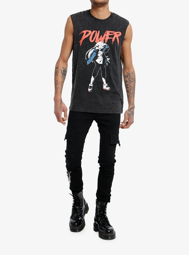 Chainsaw Man Power Dark Wash Muscle Tank Top