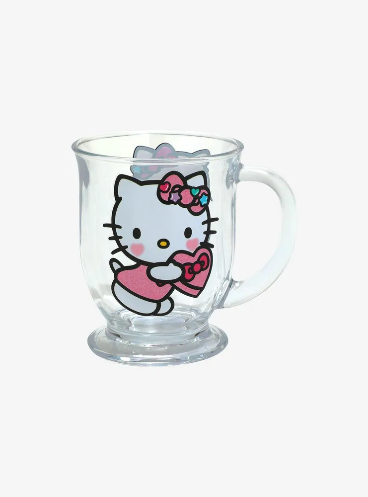 Hello Kitty Glitter Candy Heart Glass Mug