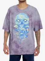 Social Collision® Skull Mushroom Black Light Glow Oversized T-Shirt