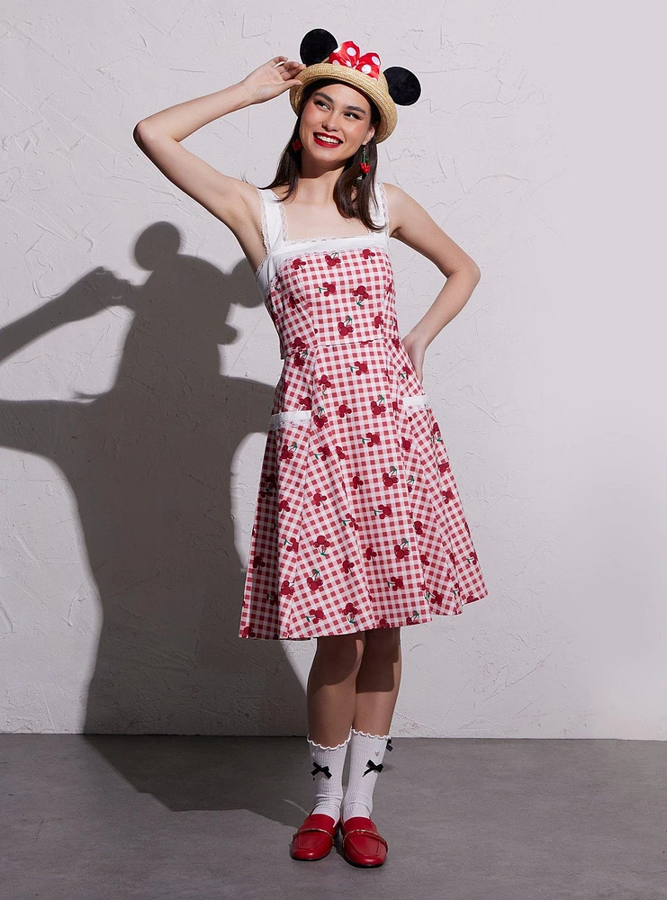 Her Universe Disney Mickey Mouse Cherry Gingham Retro Dress