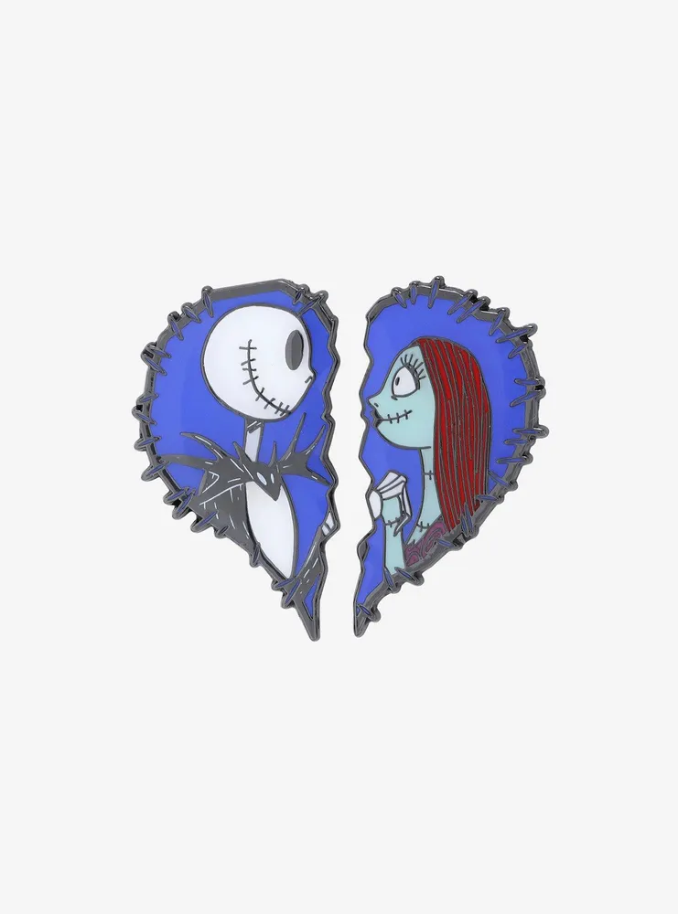 Loungefly The Nightmare Before Christmas Jack & Sally Heart Halves Enamel Pin Set