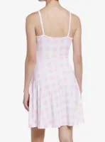 Pastel Pink Gingham Mini Dress