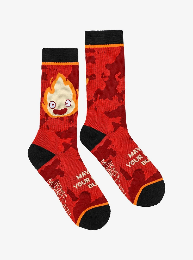 Studio Ghibli Howl's Moving Castle Calcifer Bacon Burn Crew Socks