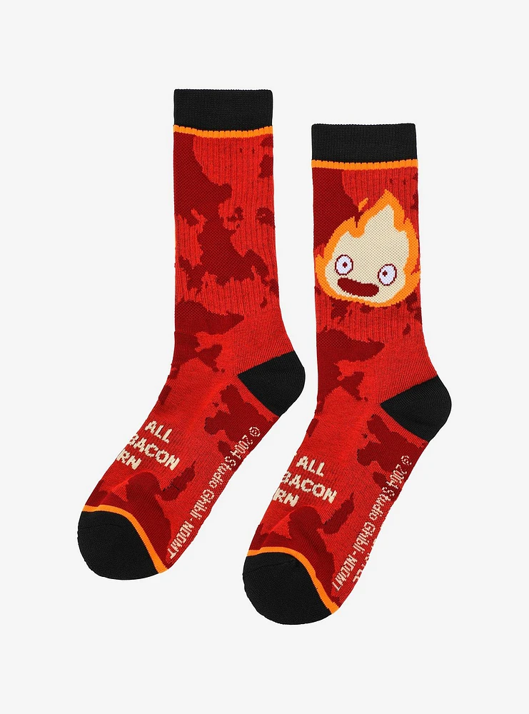 Studio Ghibli Howl's Moving Castle Calcifer Bacon Burn Crew Socks