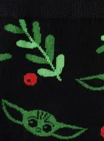 Star Wars The Mandalorian Grogu Holiday Black Crew Socks