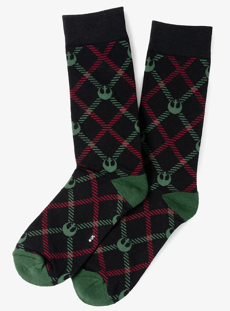 Star Wars Rebel Green Red Plaid Crew Socks