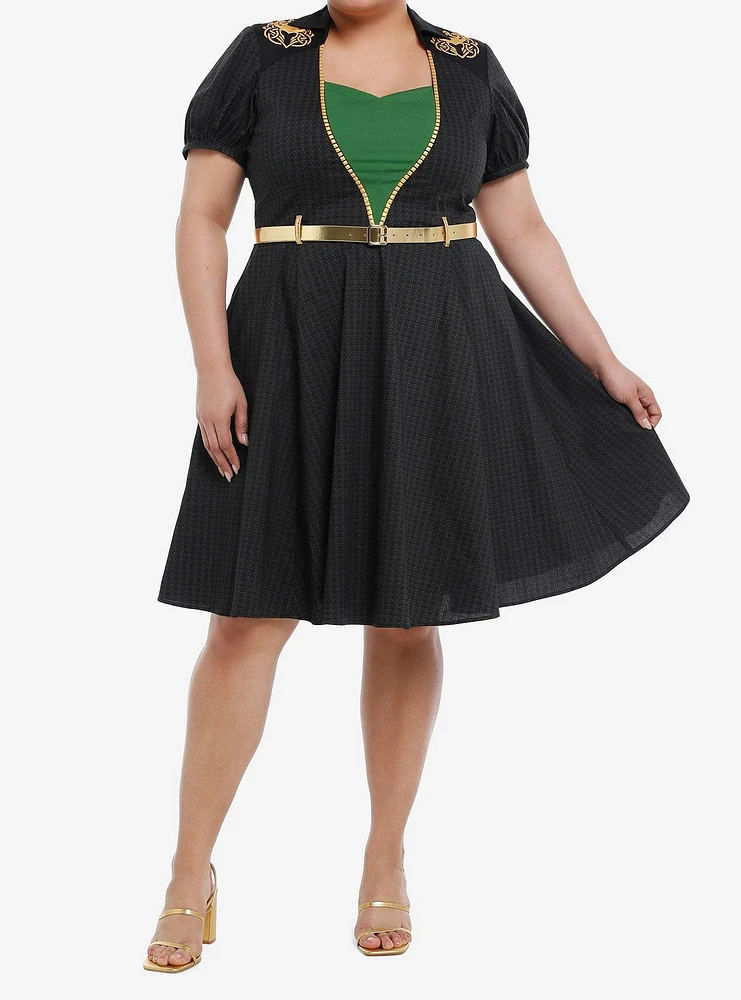 Her Universe Marvel Loki Gold Belt Retro Dress Plus