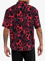 Warped Skulls Oversized Woven Button-Up