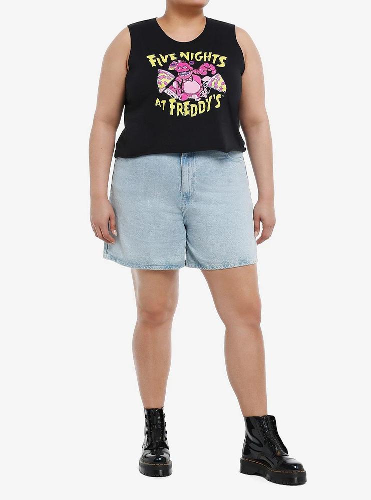 Five Nights At Freddy's Pizza Girls Crop Muscle Tank Top Plus