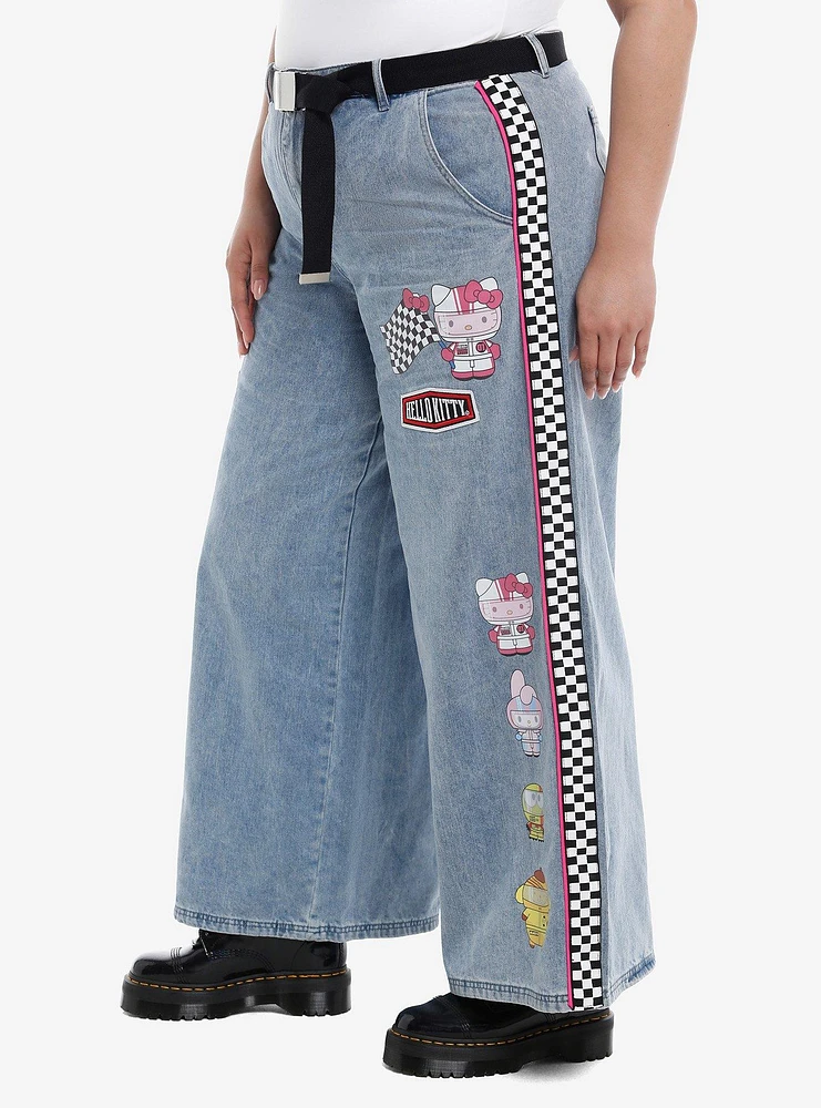 Hello Kitty And Friends Racing Team Wide Leg Girls Jeans Plus