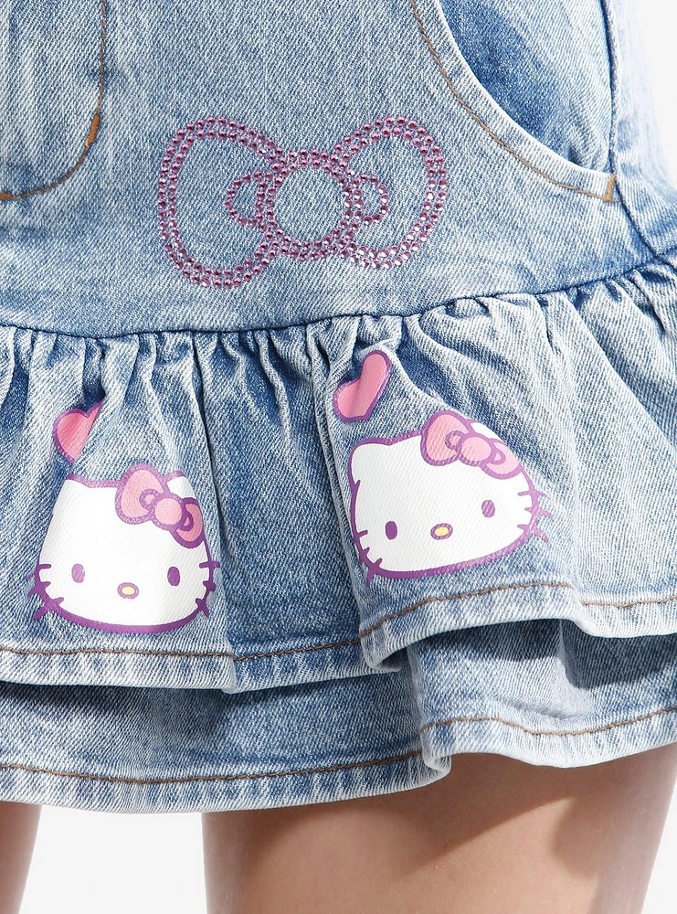 Hello Kitty Pink Heart Belt Denim Mini Skirt