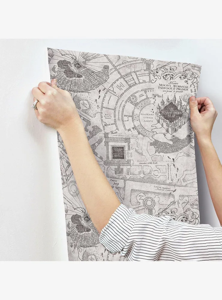 Harry Potter Marauder's Map Grey Peel & Stick Wallpaper