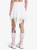 Sweet Society White Lace Rose Hanky Hem Skirt