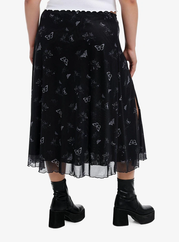 Daisy Street Butterfly Cherub Mesh Maxi Skirt Plus