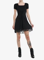 Daisy Street Black Lace Trim Corset Mini Dress