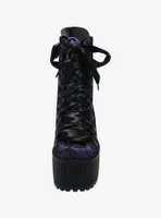 Strange Cvlt Black & Purple Lace Pandora Platform Boots