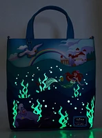 Loungefly Disney The Little Mermaid 35th Anniversary Ocean Scene Glow-in-the-Dark Tote Bag