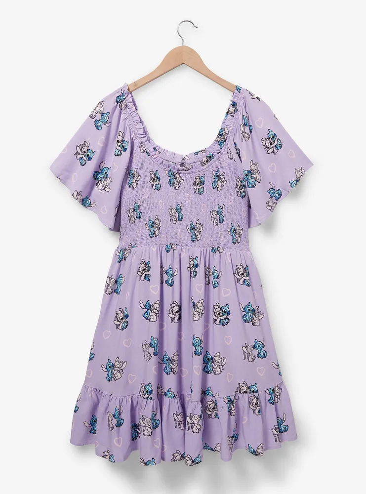 Disney Lilo & Stitch Angel Allover Print Smocked Plus Dress — BoxLunch Exclusive