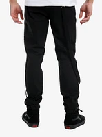 Black Thigh Pocket & Suspender Jogger Pants