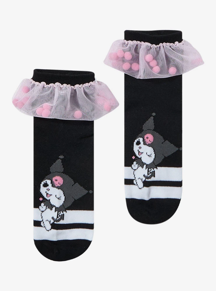 Kuromi Ruffle Pom Ankle Socks