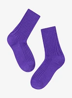 Kuromi Embroidery Ribbed Crew Socks