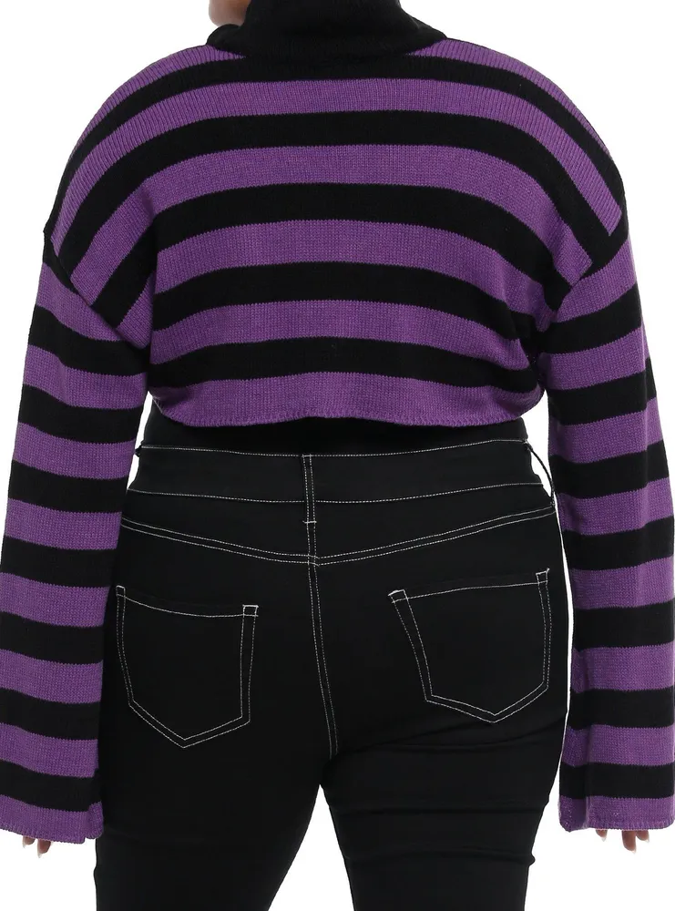 Kuromi Black & Purple Stripe Bolero Girls Crop Shrug Plus