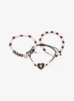 Scream Ghost Face Pink Bead Bracelet Set