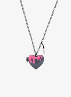 Scream Ghost Face Pink Drip Heart Locket Necklace