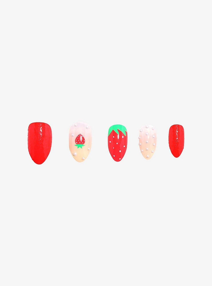 Blackheart Strawberry Pearl Faux Nail Set