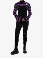 Kuromi Black & Purple Stripe Bolero Girls Crop Shrug