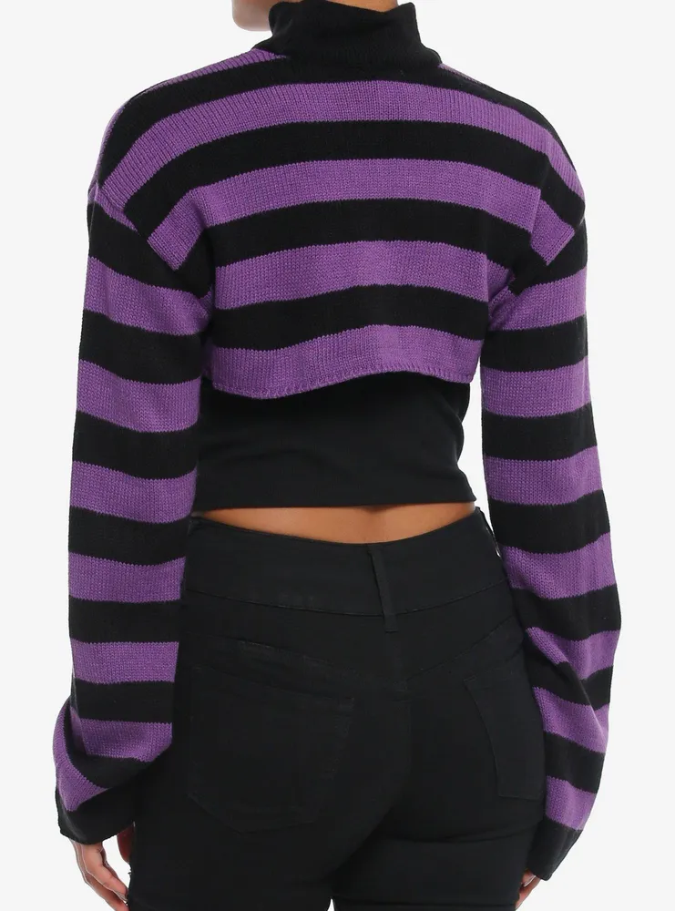 Kuromi Black & Purple Stripe Bolero Girls Crop Shrug