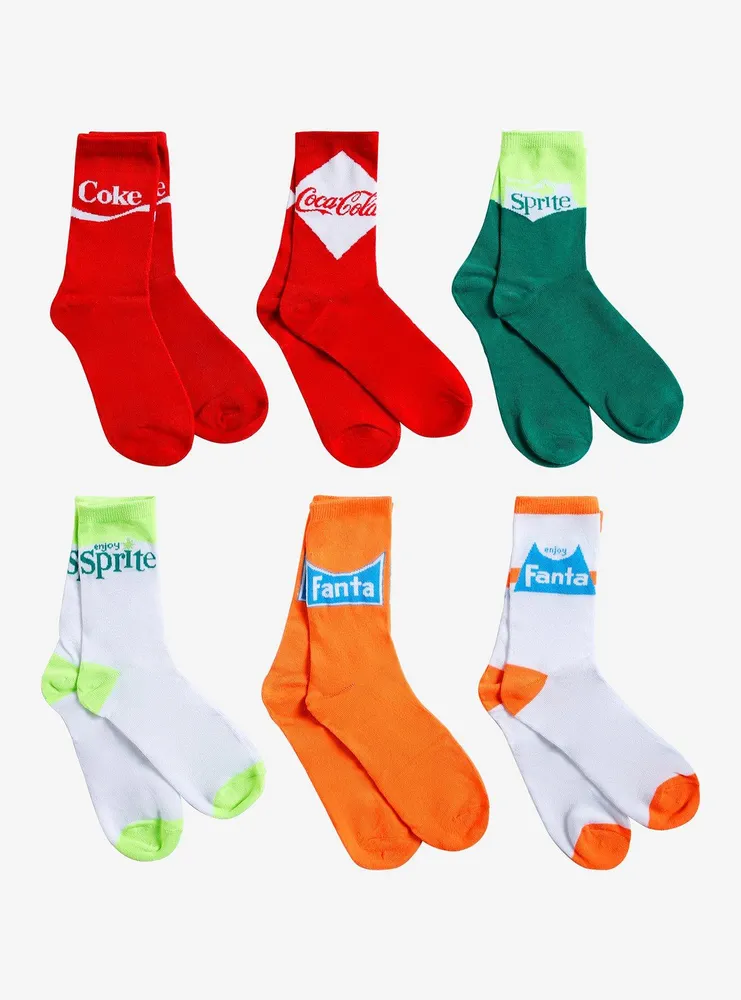 Coca-Cola Soft Drinks Crew Socks 6 Pair