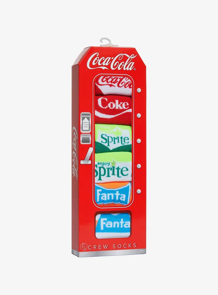 Coca-Cola Soft Drinks Crew Socks 6 Pair