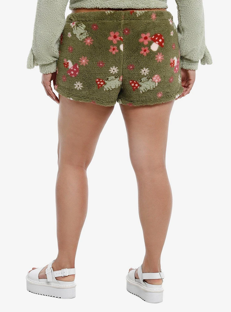 Froggie Mushroom Sherpa Girls Lounge Shorts Plus