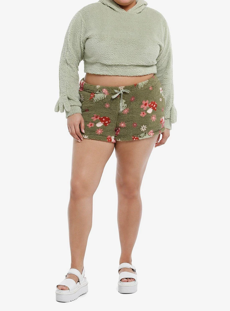 Froggie Mushroom Sherpa Girls Lounge Shorts Plus