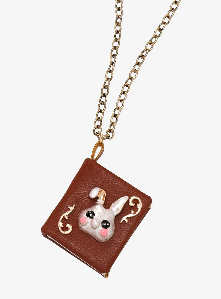 Thorn & Fable Bunny Book Pendant Necklace