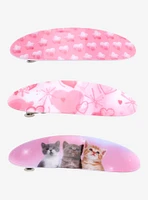 Sweet Society Pink Heart Cats Hair Clip Set