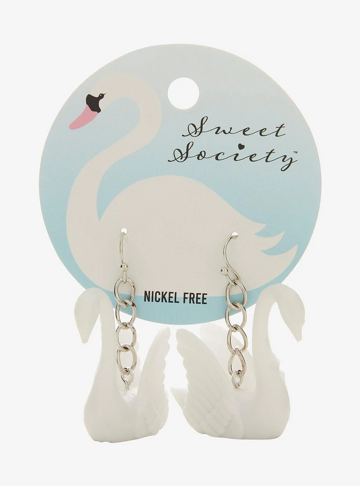 Sweet Society® Figural White Swan Earrings