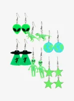 Cosmic Aura Green Alien Drop Earring Set