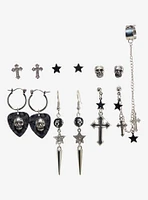 Social Collision® Skull Guitar Pick Cuff Earring Set