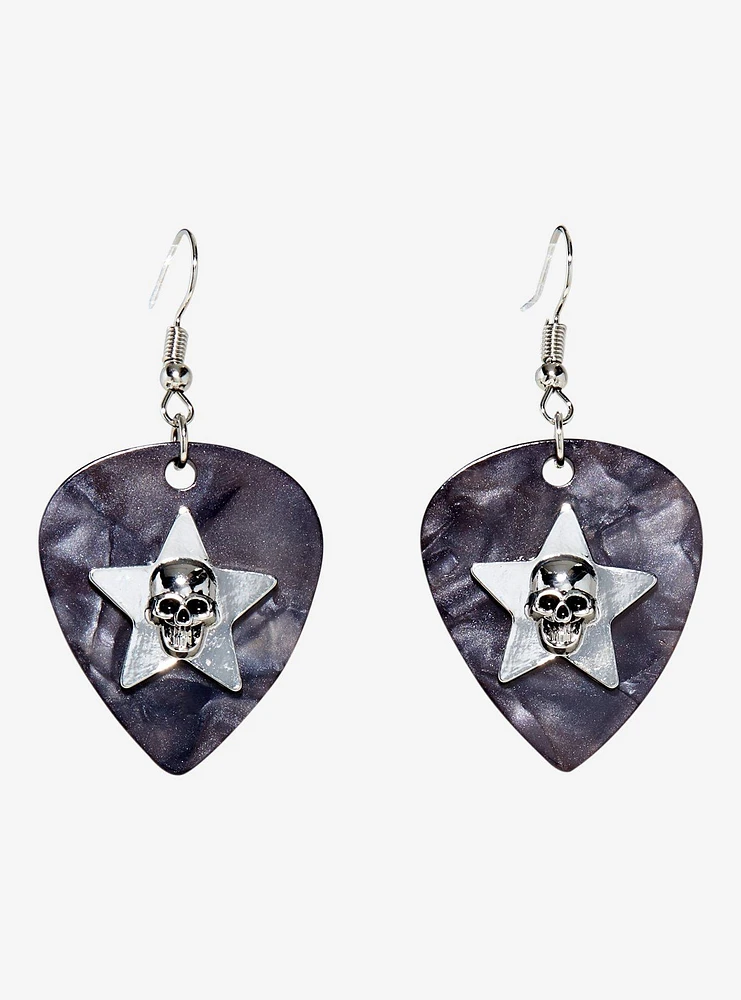 Social Collision® Skull Guitar Pick Drop Earrings